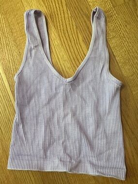 Ribbed V-Neck Tank Top - Light Lavender